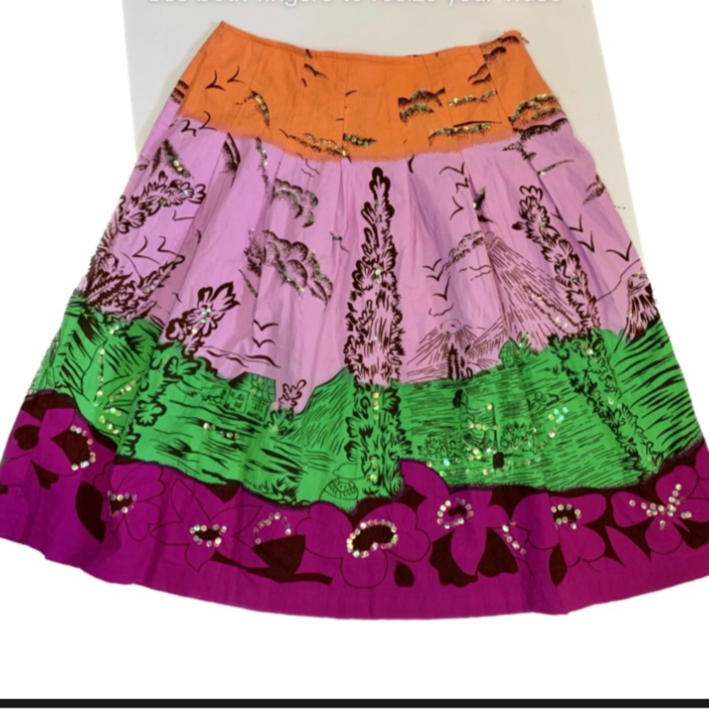 Bisou Bisou Multi Color Long A-Line Skirt Size 10